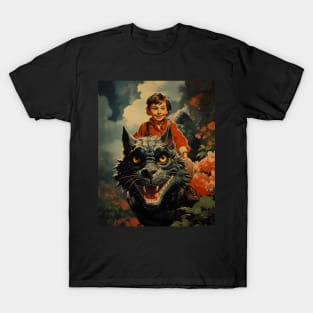 Country Boy Dreaming of Cat Dragons - Vintage Design T-Shirt